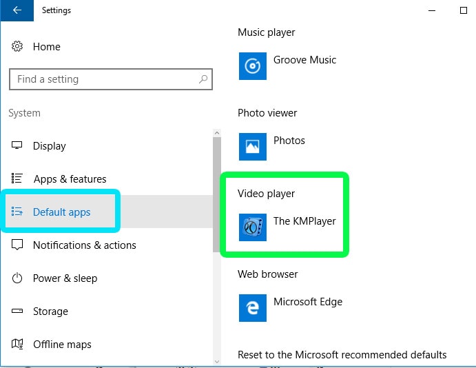 windows 10 how to change default video player