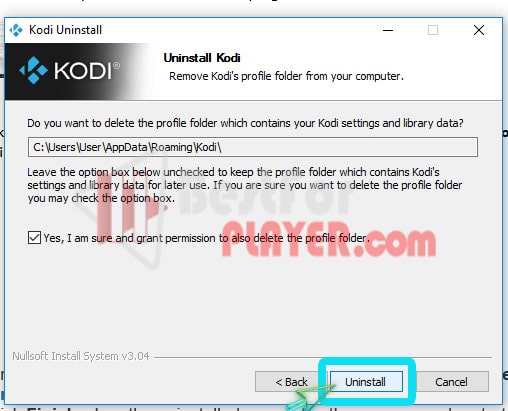 how to uninstall kodi windows 10